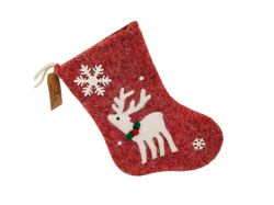 КОЛЕДНА ДЕКОРАЦИЯ ЧОРАП С ЕЛЕН 34.5/23СМ. ЧЕРВЕНО