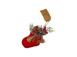 КОЛЕДНА ДЕКОРАЦИЯ ЧОРАП 11/9/2.5СМ. ЧЕРВЕНО