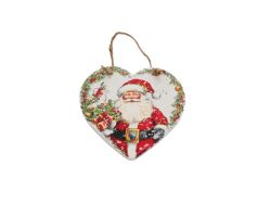 КОЛЕДНА КЕРАМИЧНА ПОДЛОЖКА СЪРЦЕ 15/15СМ. ДЯДО КОЛЕДА С ИМЕЛ