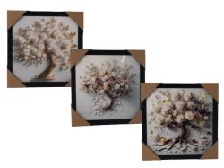 КАРТИНА С КАМЪНИ 30/30СМ. ДЪРВО С ЦВЕТОВЕ