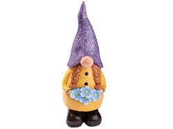 ДЕКОРАТИВНА ГРАДИНСКА ФИГУРА ГНОМ С ЦВЕТЯ 14/13/36СМ. ОРАНЖЕВО/