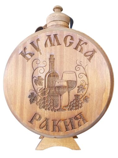 Бъклица 700мл стъкло / лак /– „Кумска ракия с чаши“ 