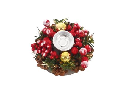 КОЛЕДНА ДЕКОРАЦИЯ СВЕЩНИК С ШИШАРКИ