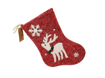 КОЛЕДНА ДЕКОРАЦИЯ ЧОРАП С ЕЛЕН 34.5/23СМ. ЧЕРВЕНО