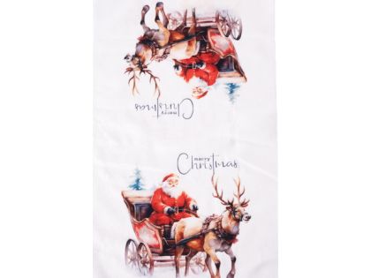 КОЛЕДНА КЪРПА 30/50СМ. ДЯДО КОЛЕДА С ФАЙТОН