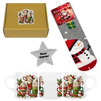 Коледен к-кт малка чаша с чорапи