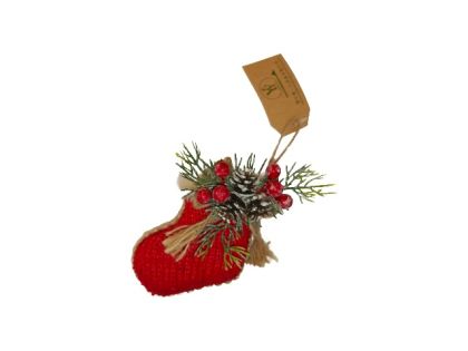 КОЛЕДНА ДЕКОРАЦИЯ ЧОРАП 11/9/2.5СМ. ЧЕРВЕНО