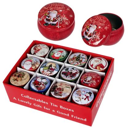 Коледна метална кутия / кръгла / 