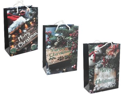 КОЛЕДНА ПОДАРЪЧНА ТОРБИЧКА 24/17/8СМ. MERRY CHRISTMAS