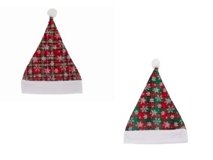 КОЛЕДНА ШАПКА КАРЕ 28/40 СМ. ЧЕРВЕНО/ЗЕЛЕНО
