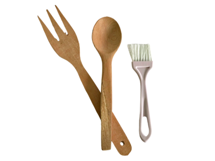 ВИЛИЦА 29СМ. ЛЪЖИЦА 23СМ. И ЧЕТКА 16СМ. К-Т