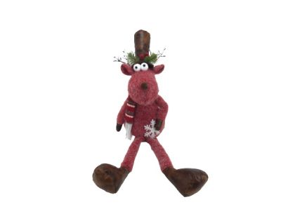 КОЛЕДНА ФИГУРА ЕЛЕНЪТ ДАШЪР 65/18/13СМ. ЧЕРВЕНО