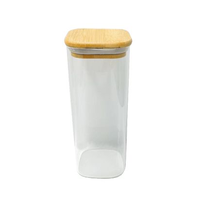 Буркан 0.750мл. с вак. и бамб. капачка кв. висок