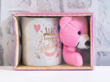 КОМПЛЕКТ ДЕТСКИ ЧАША С ДРЪЖКА И ПЛЮШЕНА ИГРАЧКА