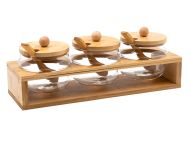 БУРКАНИ ЗА ПОДПРАВКИ БАМБУКОВ КАПАК НА ДЪРВЕНА ПОСТАВКА С ЛЪЖИЦА 3БР.