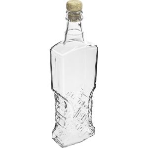 Стъклена бутилка плоска с коркова тапа 500 мл - Kredensowa
