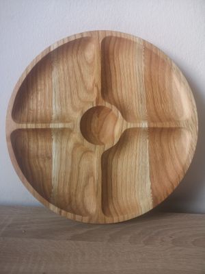 Поднос дървен кръгъл 5 отделения  диам. 32 см