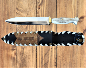 Нож / Кама с острие 21 см - комплект с кания, черни осъм