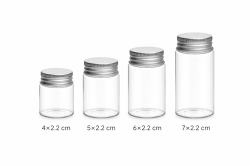 Стъклено шишенце 2.2х6см. с метална капачка