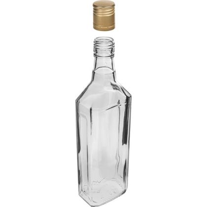 Стъклена бутилка плоска с винтова капачка 500 мл Ratuszowa